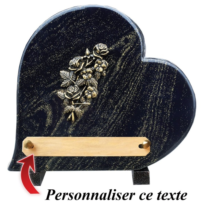 Plaque funéraire cœur Pailletée or 24 × 22 cm | Artis