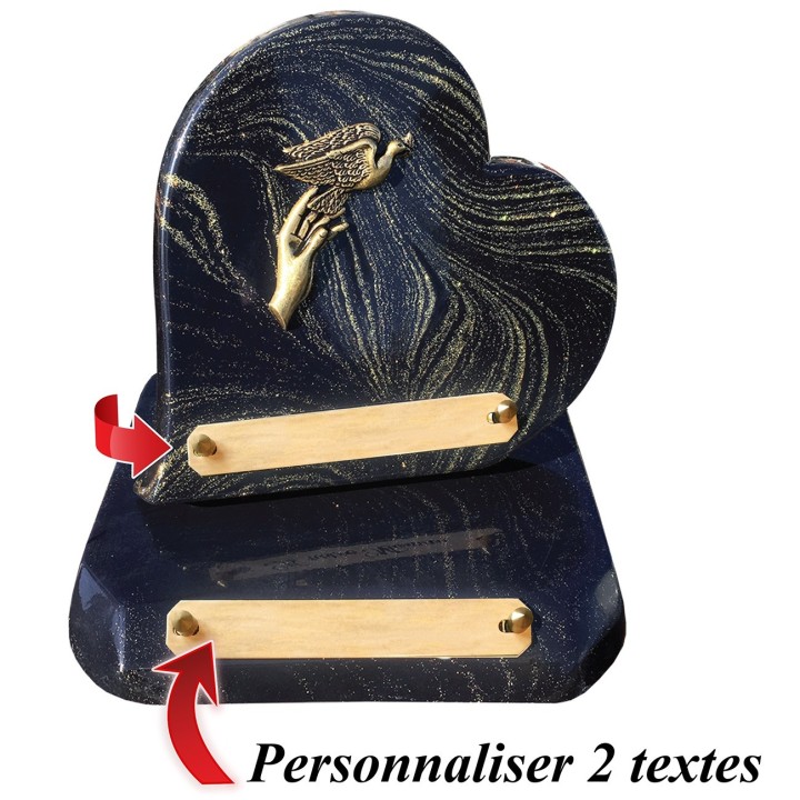 Plaque funéraire cœur Pailletée or 24 × 26 cm | Artis