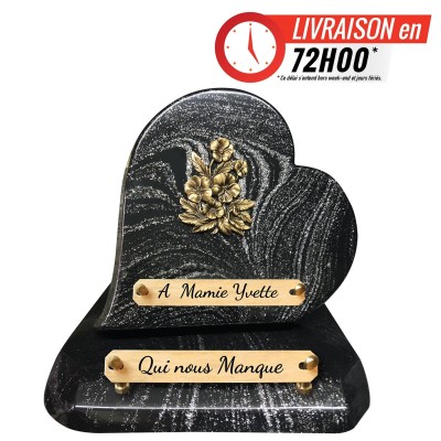 Plaque funéraire cœur Pailletée argent 24 × 26 cm | Artis