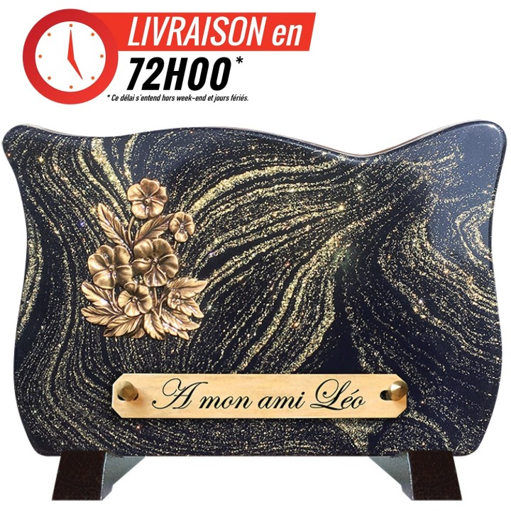 Plaque funéraire Pailletée or 17 × 24 cm | Artis