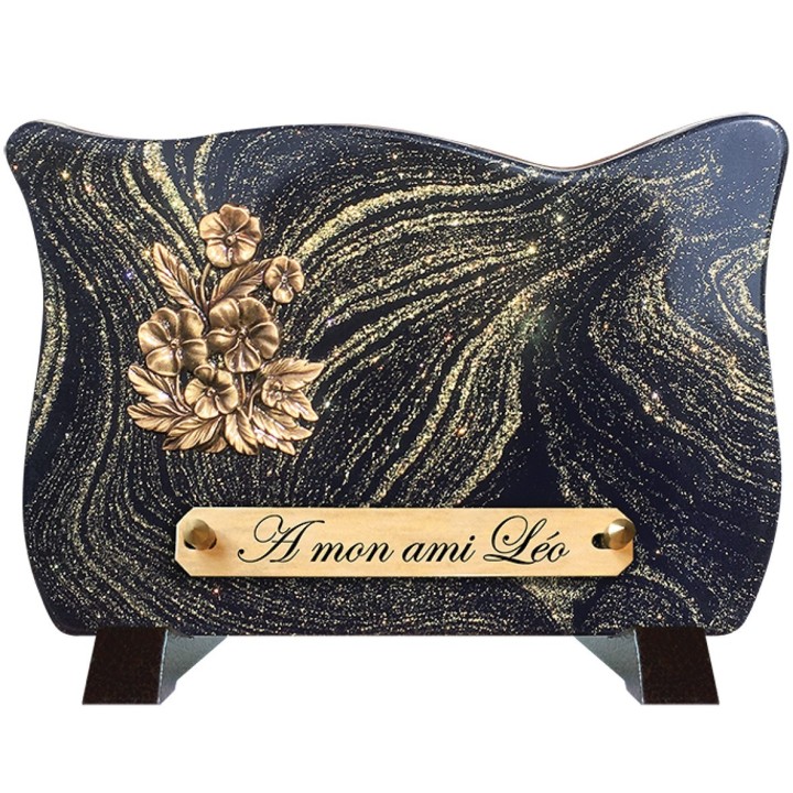 Plaque funéraire Pailletée or 17 × 24 cm | Artis