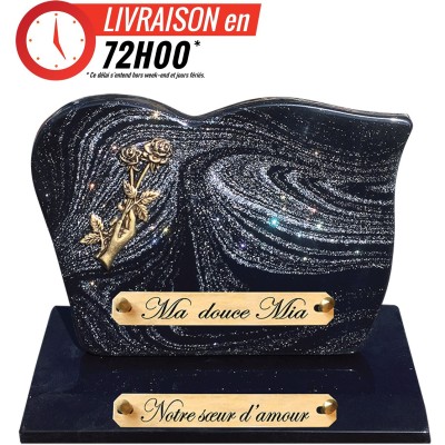 Plaque funéraire sur socle Pailletée argent | Artis