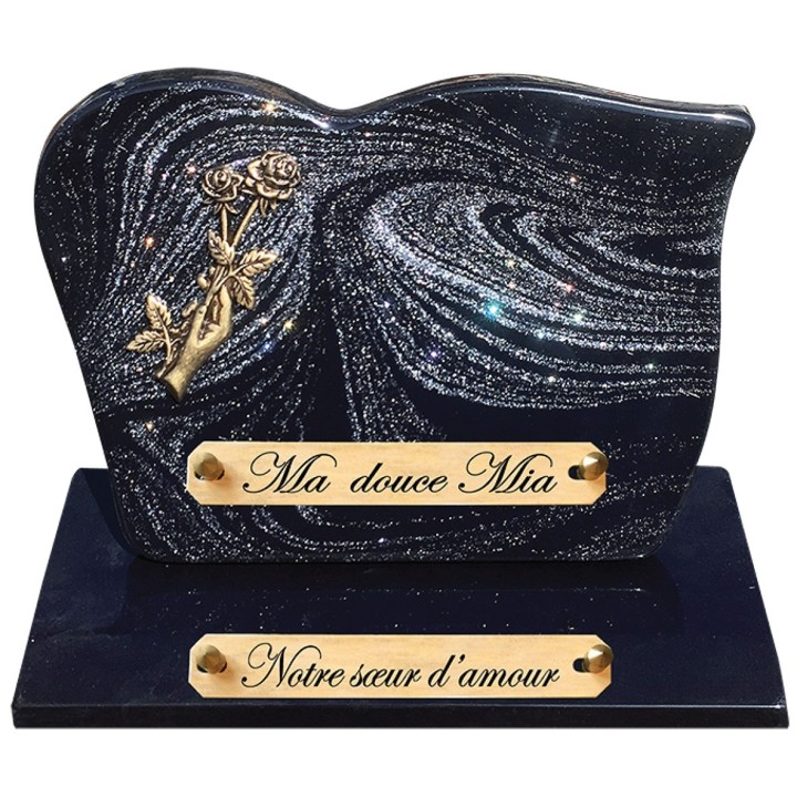 Plaque funéraire sur socle Pailletée argent | Artis