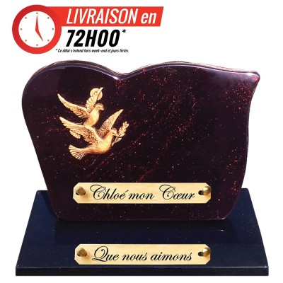 Plaque funéraire sur socle Pailletée rouge | Artis