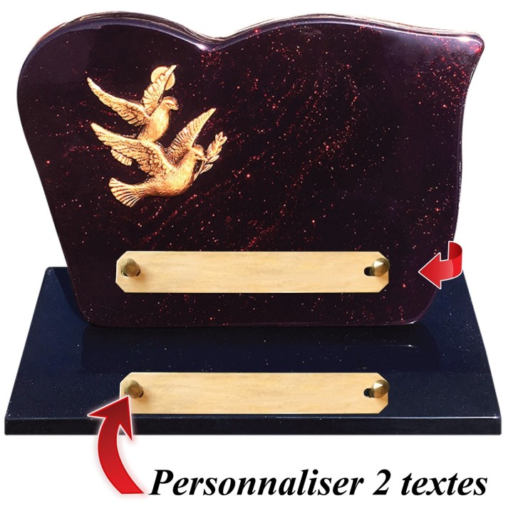 Plaque funéraire sur socle Pailletée rouge | Artis