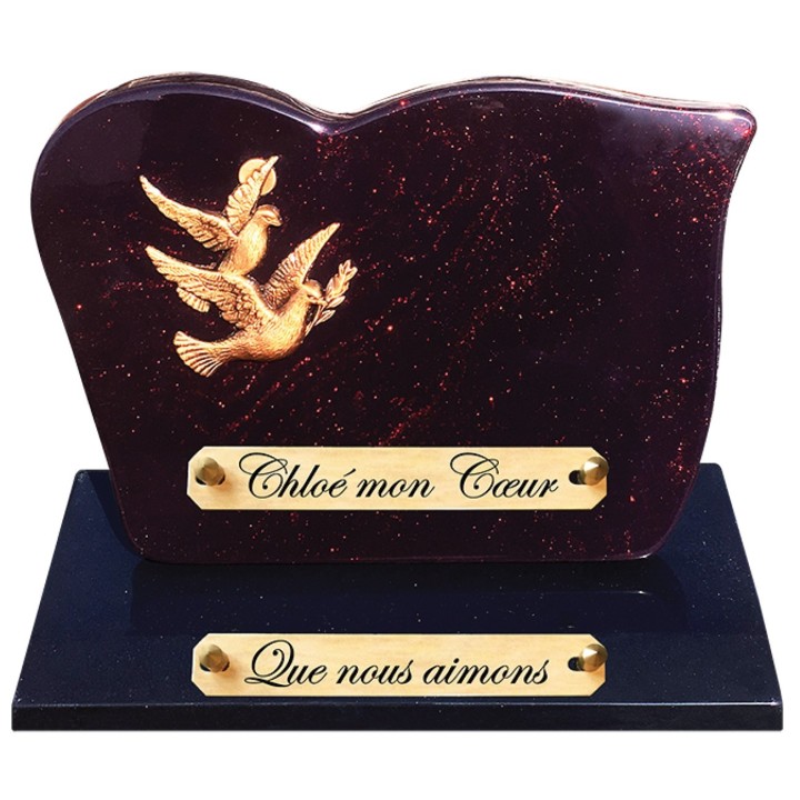 Plaque funéraire sur socle Pailletée rouge | Artis