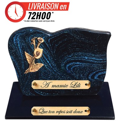 Plaque funéraire sur socle Pailletée Bleu | Artis