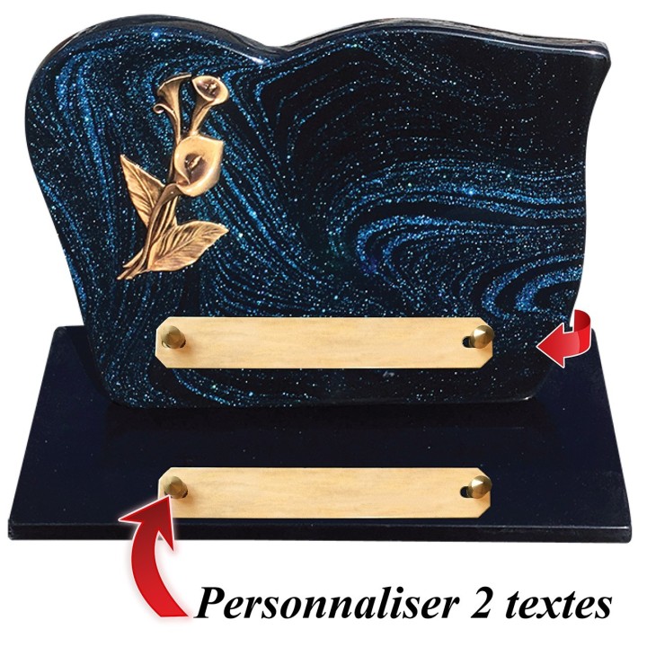 Plaque funéraire sur socle Pailletée Bleu | Artis