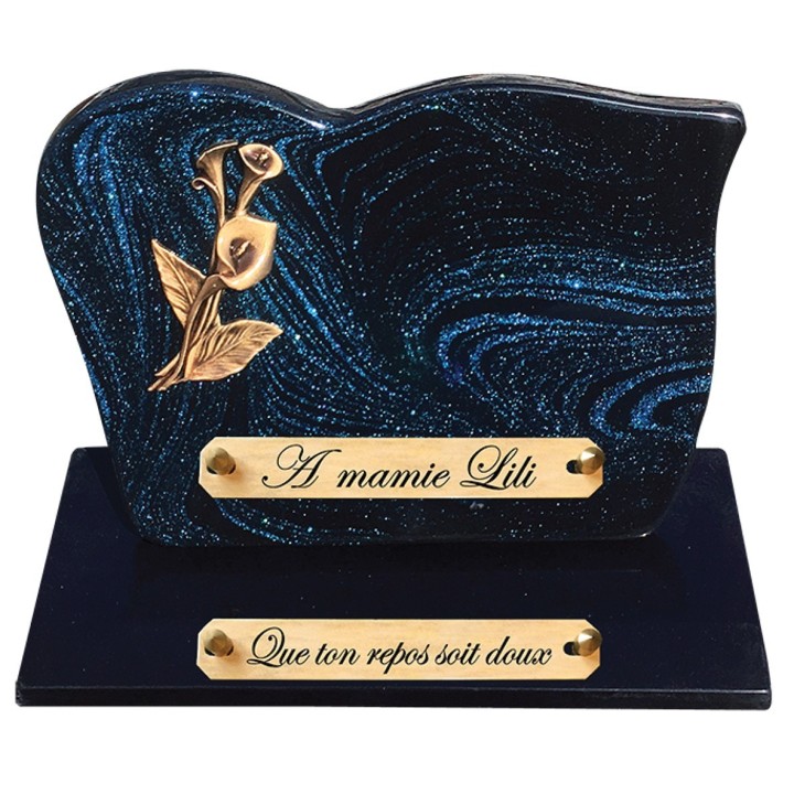 Plaque funéraire sur socle Pailletée Bleu | Artis