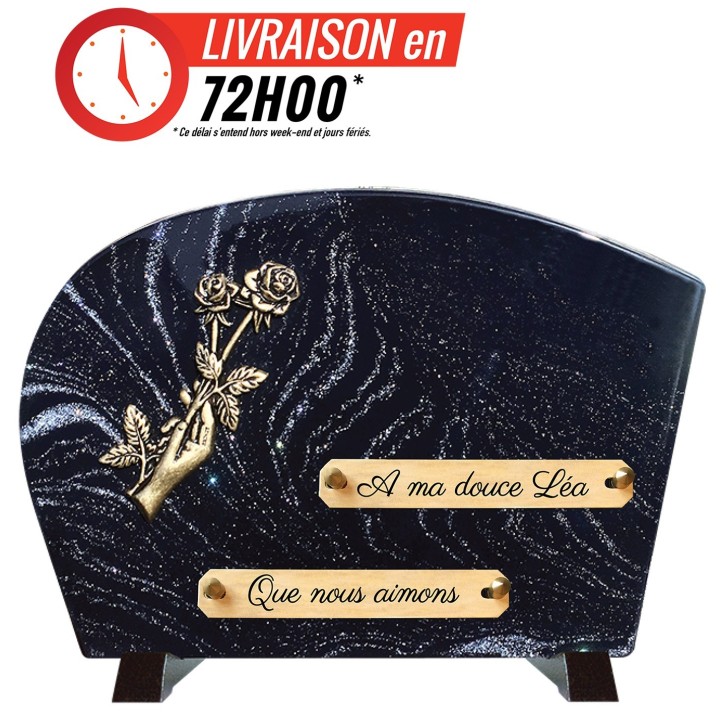 Plaque funéraire sur Pieds Pailletée argent | Artis