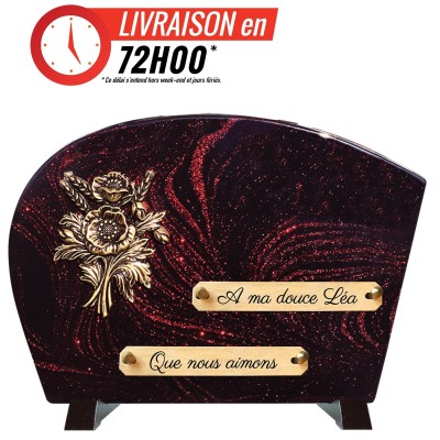 Plaque funéraire sur Pieds Pailletée rouge | Artis
