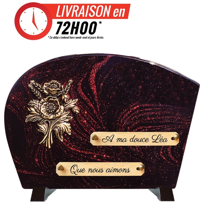 Plaque funéraire sur Pieds Pailletée rouge | Artis