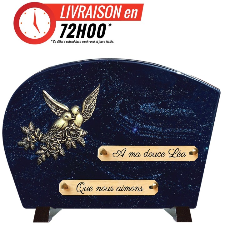 Plaque funéraire sur Pieds Pailletée bleu | Artis