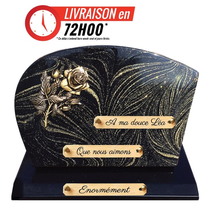 Plaque funéraire Pailletée or 22 × 31 cm | Artis