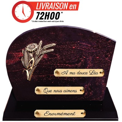 Plaque funéraire Pailletée rouge 22 × 31 cm | Artis