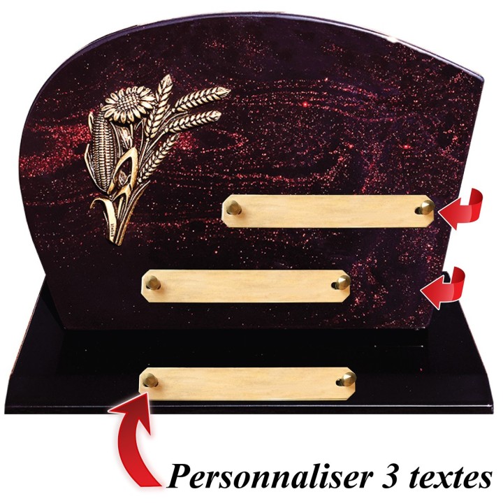 Plaque funéraire Pailletée rouge 22 × 31 cm | Artis