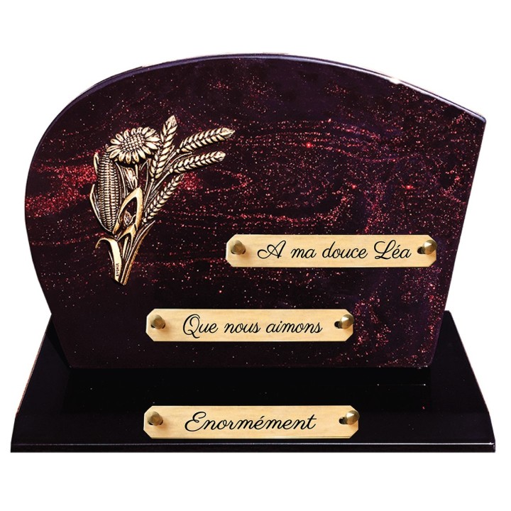 Plaque funéraire Pailletée rouge 22 × 31 cm | Artis