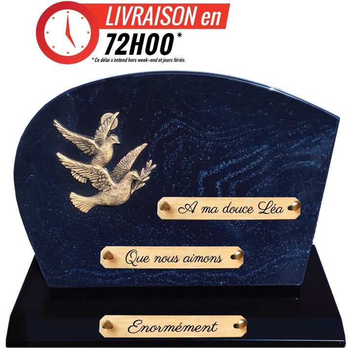 Plaque funéraire Pailletée bleu 22 × 31 cm | Artis
