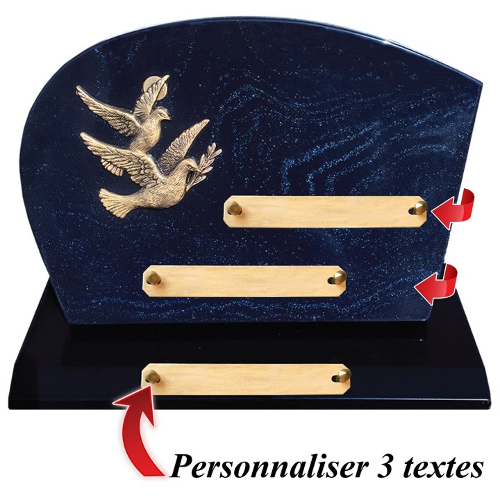 Plaque funéraire Pailletée bleu 22 × 31 cm | Artis