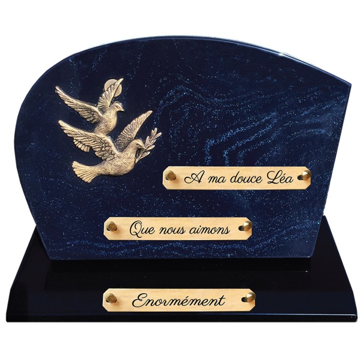 Plaque funéraire Pailletée bleu 22 × 31 cm | Artis