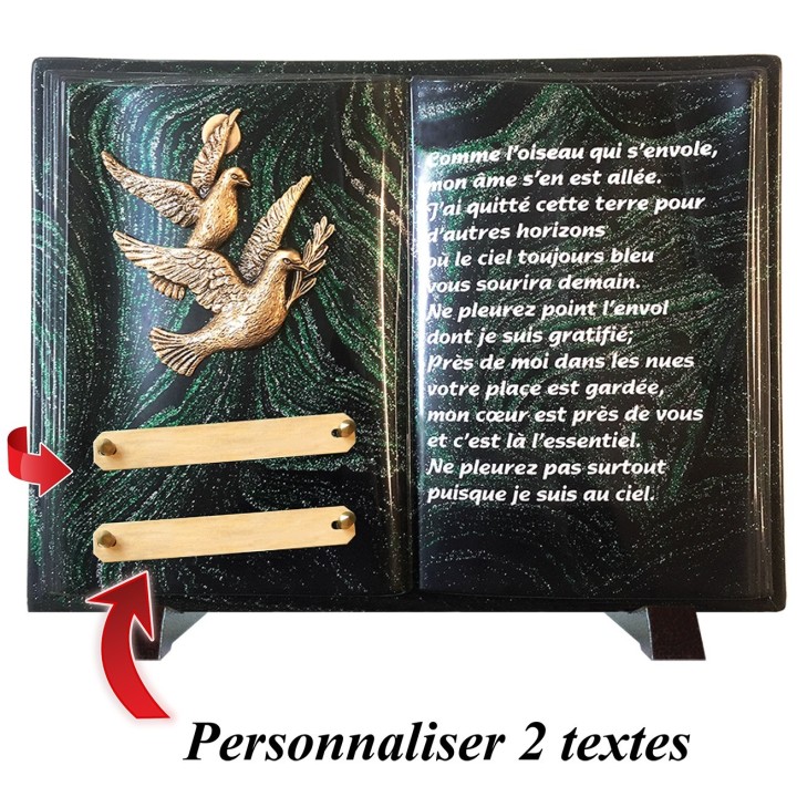 Plaque funéraire Livre Pailletée vert | Artis