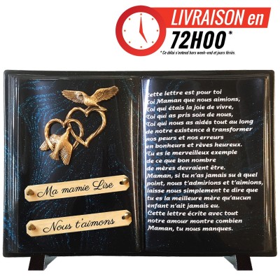 Plaque funéraire Livre Pailletée bleu 26 × 38 cm | Artis