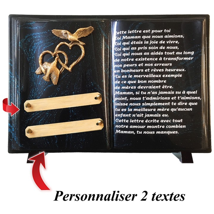 Plaque funéraire Livre Pailletée bleu 26 × 38 cm | Artis