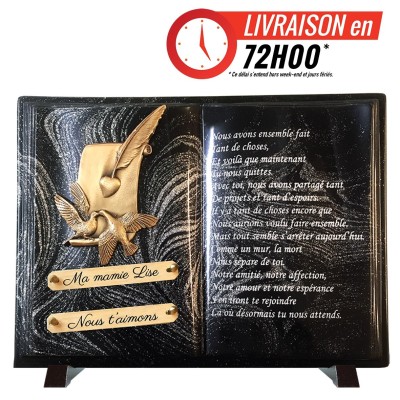 Plaque funéraire Livre Pailletée argent 26 × 38 cm | Artis