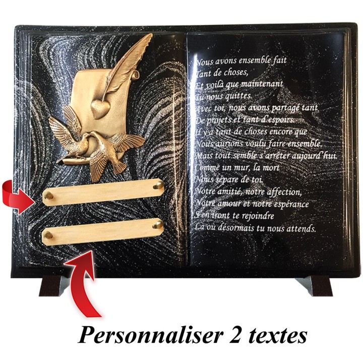 Plaque funéraire Livre Pailletée argent 26 × 38 cm | Artis