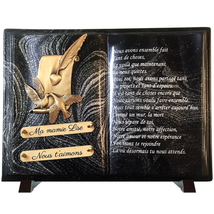 Plaque funéraire Livre Pailletée argent 26 × 38 cm | Artis