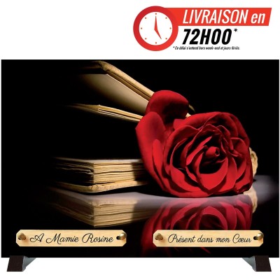 Plaque funéraire Livre et rose | Artis