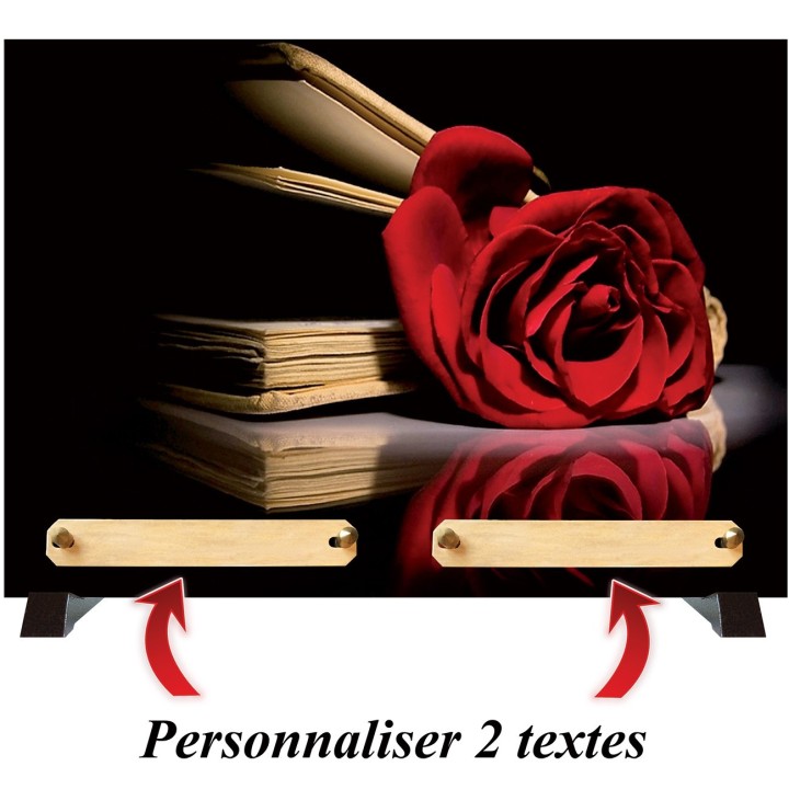Plaque funéraire Livre et rose | Artis