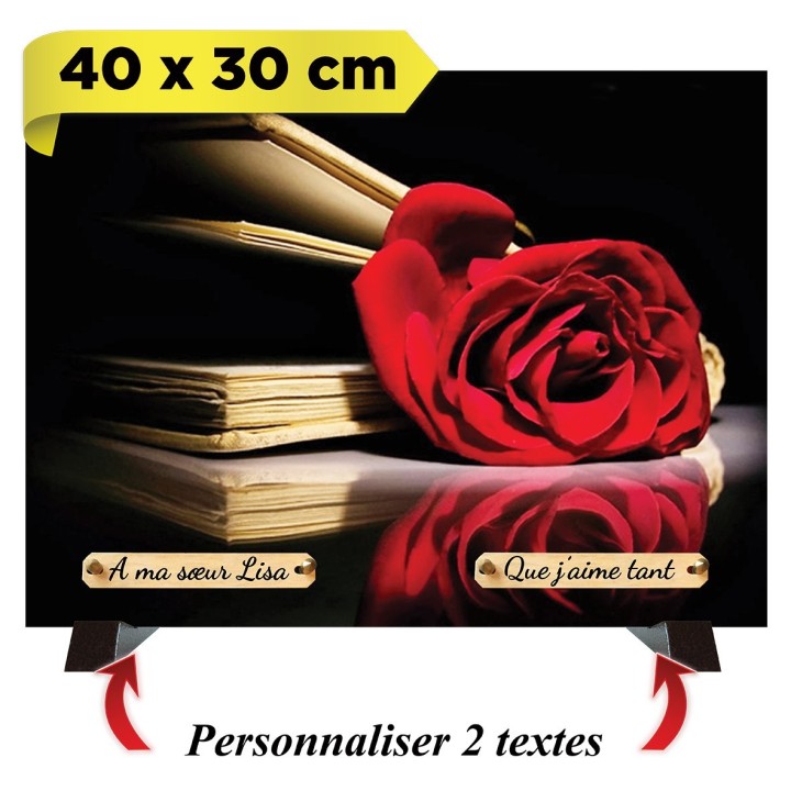 Plaque funéraire Livre et rose | Artis