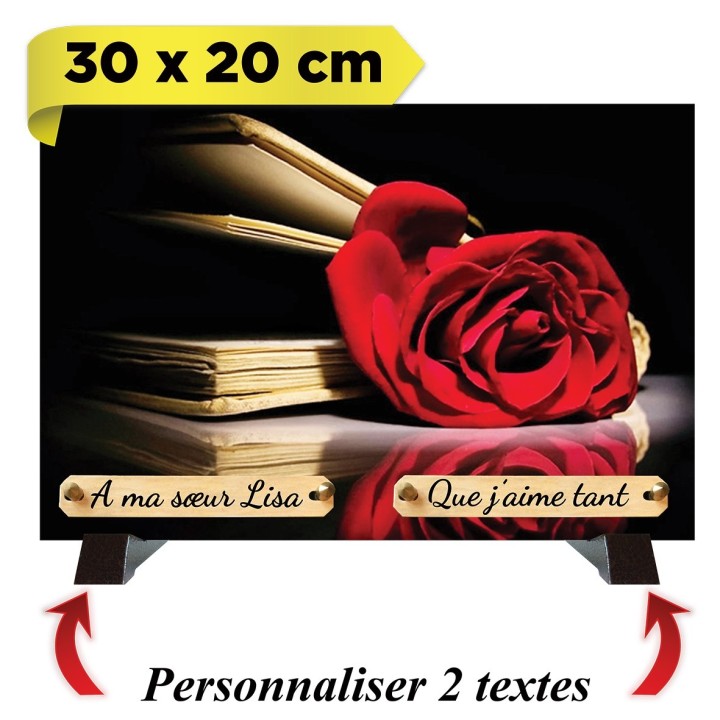 Plaque funéraire Livre et rose | Artis
