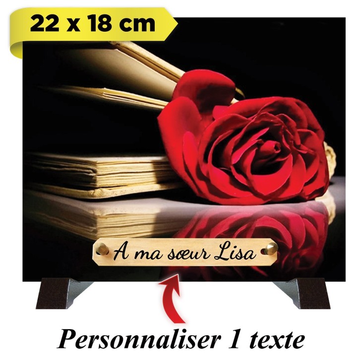 Plaque funéraire Livre et rose | Artis