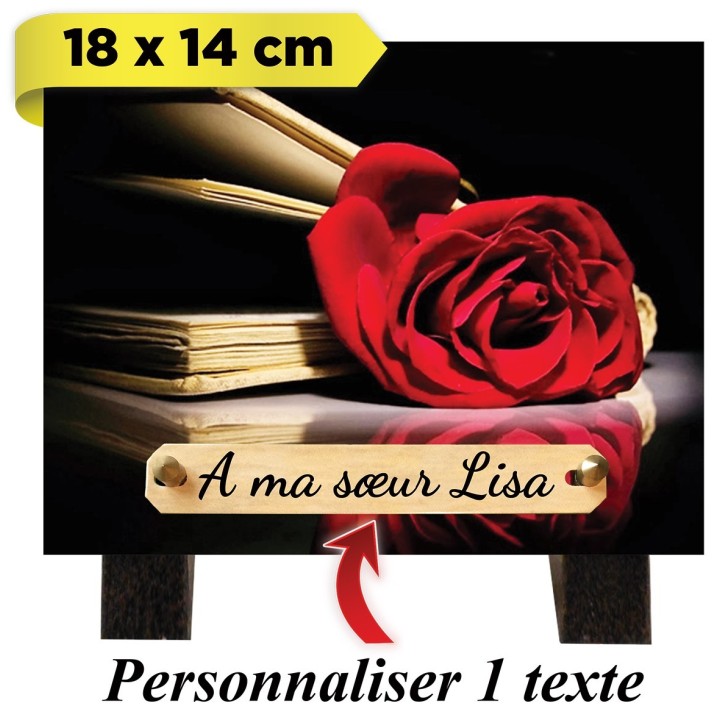 Plaque funéraire Livre et rose | Artis