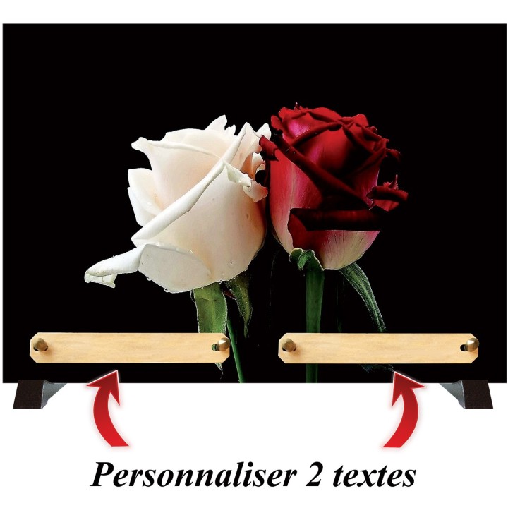 Plaque funéraire Rose rouge et blanche | Artis