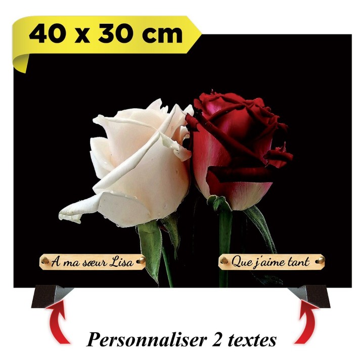 Plaque funéraire Rose rouge et blanche | Artis