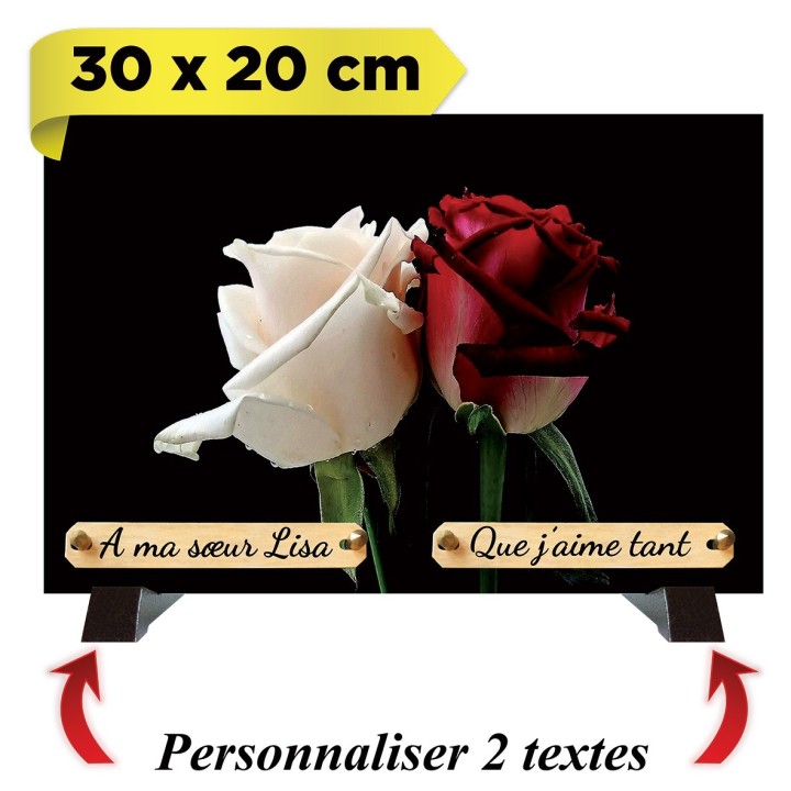 Plaque funéraire Rose rouge et blanche | Artis