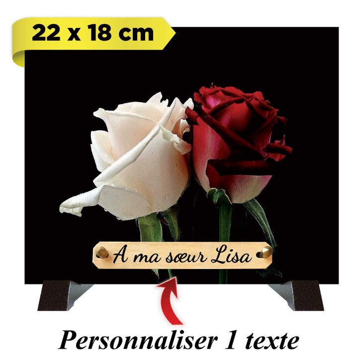 Plaque funéraire Rose rouge et blanche | Artis