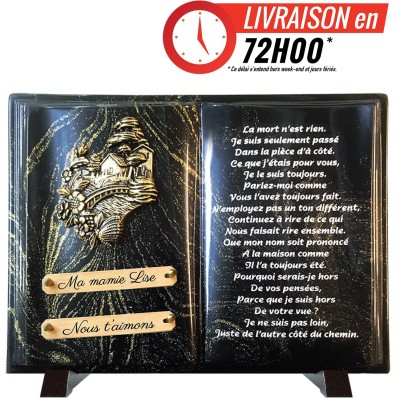 Plaque funéraire Livre Pailletée or 26 × 38 cm | Artis