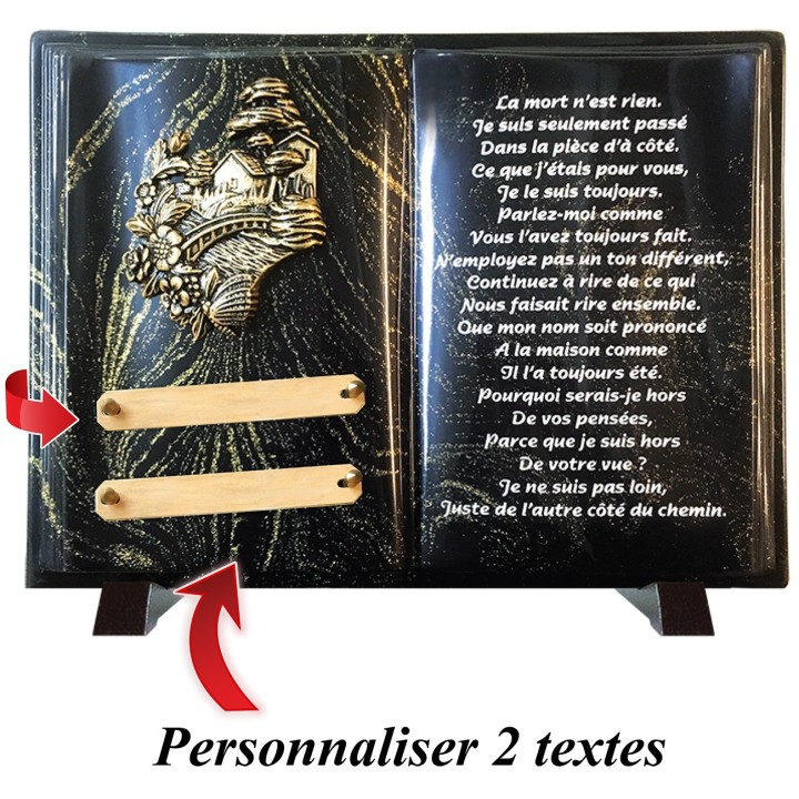 Plaque funéraire Livre Pailletée or 26 × 38 cm | Artis