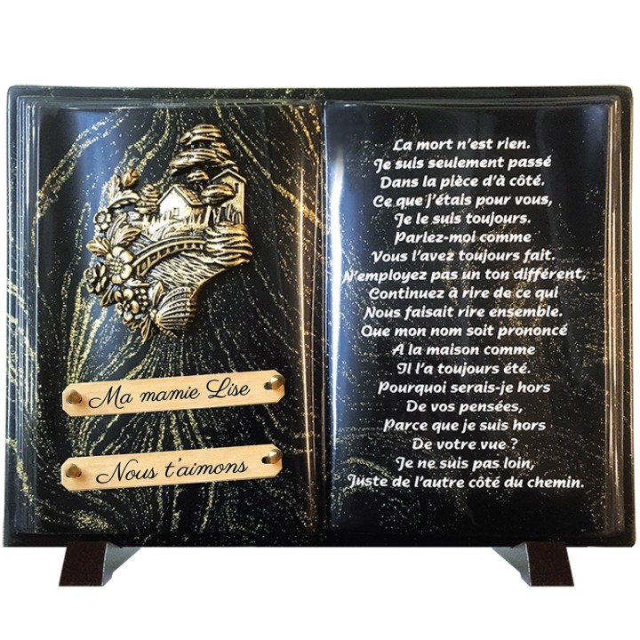 Plaque funéraire Livre Pailletée or 26 × 38 cm | Artis