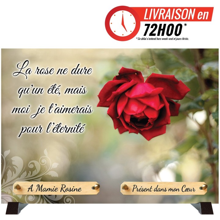 Plaque funéraire Rose rouge 35 × 25 cm | Artis