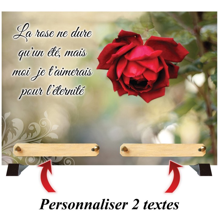 Plaque funéraire Rose rouge 35 × 25 cm | Artis