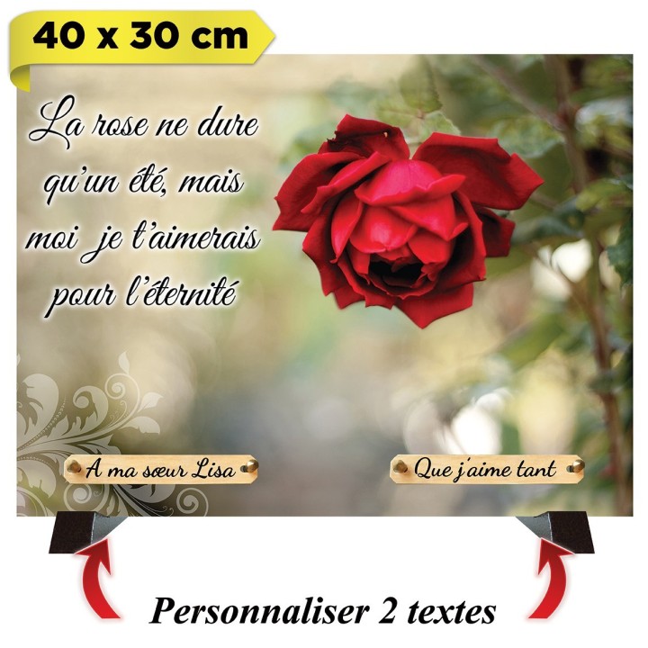 Plaque funéraire Rose rouge 35 × 25 cm | Artis