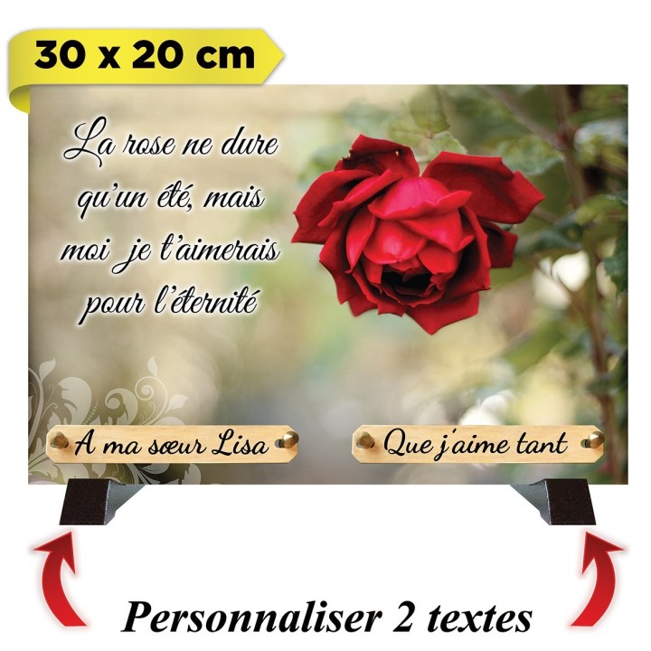 Plaque funéraire Rose rouge 35 × 25 cm | Artis