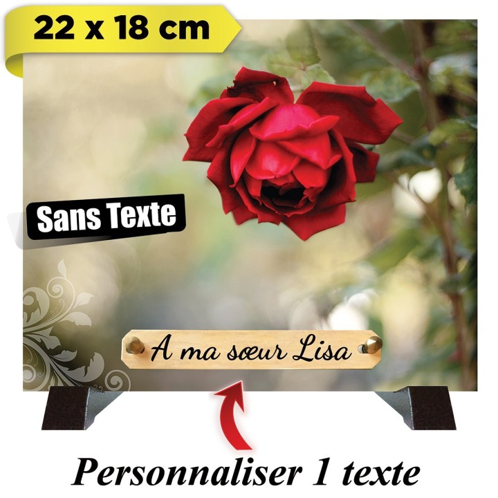 Plaque funéraire Rose rouge 35 × 25 cm | Artis