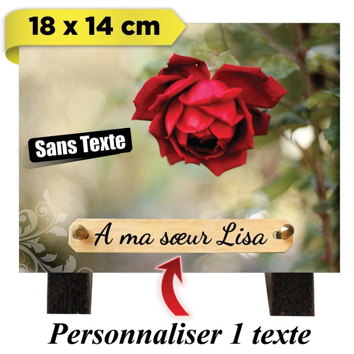 Plaque funéraire Rose rouge 35 × 25 cm | Artis