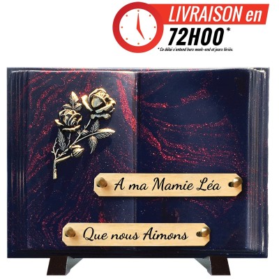 Plaque funéraire Livre Pailletée rouge 21 × 28 cm | Artis